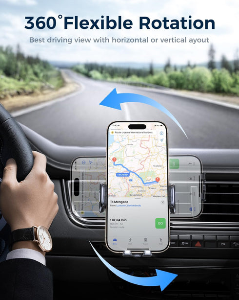 MRGLAS 2026 Upgraded Phone Holders for Your Car with New Metal Hook Clip, Handy Air Vent Cell Phone Car Mount [One Hand