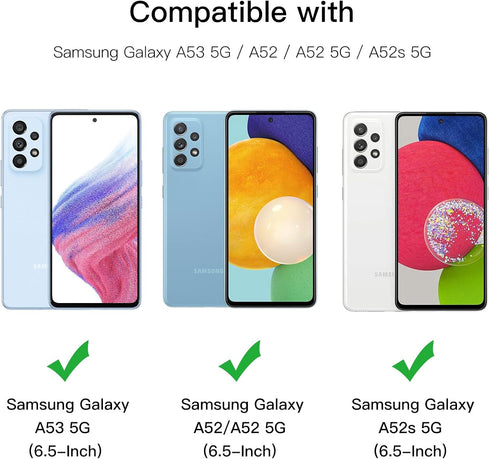 JETech 9H Tempered Glass Screen Protector for Samsung Galaxy A53 5G/A52/A52 5G/A52s 5G, HD Clear, Anti-Scratch, 3-Pack