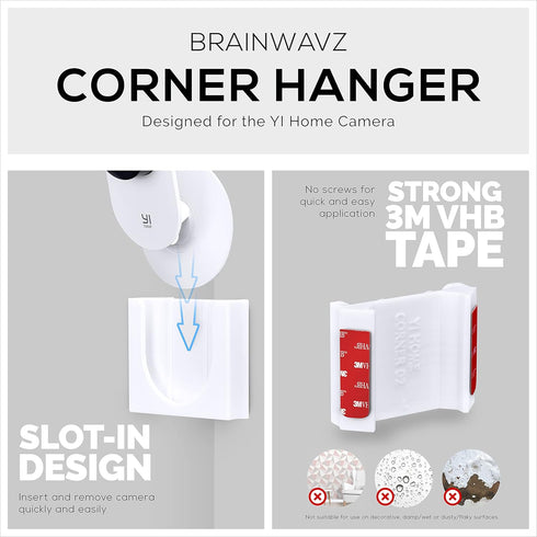 Corner Wall Mount for YI Home (3 Pack) Security Camera, Adhesive Holder, No Hassle Bracket