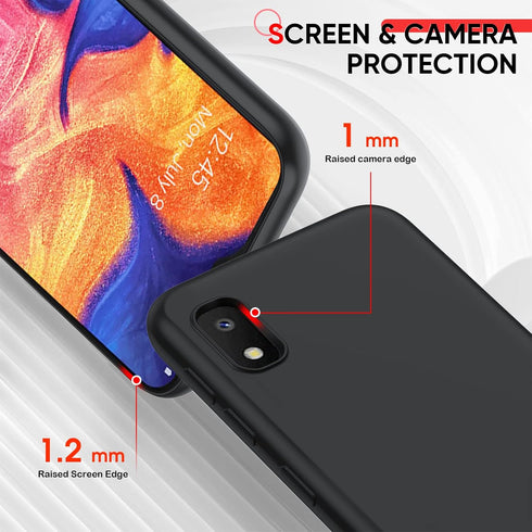LeYi Samsung Galaxy A10e Phone Case with 2 Pack Tempered Glass Screen Protector, Liquid Silicone Slim Gel Rubber Cover