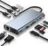 USB C HUB 11 in 1 Dongle with 4K HDMI, VGA, Type C PD, USB3.0, RJ45 Ethernet, SD/TF Card Reader