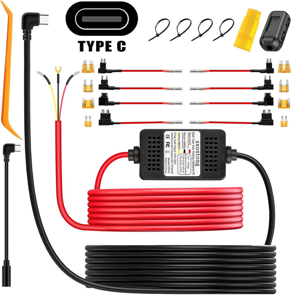 ssontong Dash Cam Hardwire Kit, Acc Hardwire Kit for Dash Camera Type C
