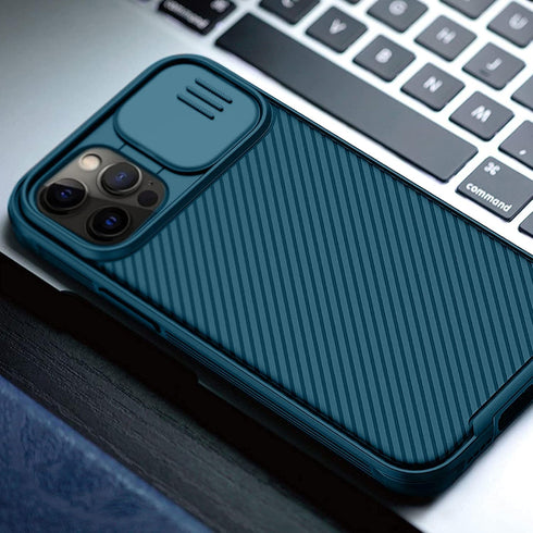 imluckies iPhone 12 Pro Max Case with Camera Cover, Hard PC Back & Soft Bumper, Protective Slim Fit