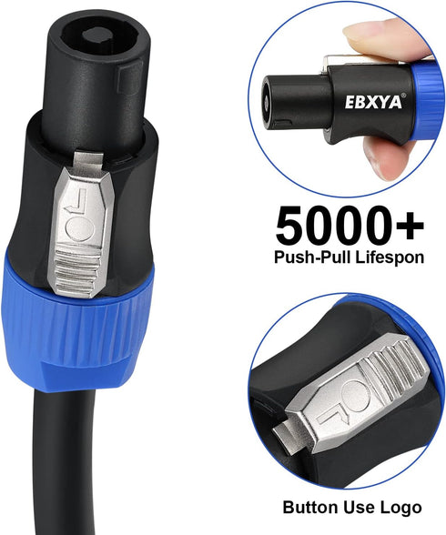 EBXYA 25 Feet Speakon Speaker Cable - 12 Gauge Premium Audio Cord with NL4FX Connector - 2 Conductor