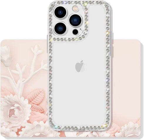 Compatible Clear Case for iPhone 13 Pro Max, Cute Bling Diamond Glitter Rhinestone Soft Silicone Luxury Fashion