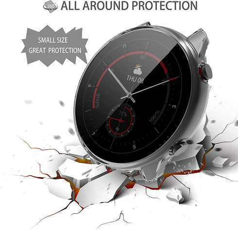 Hard PC Case with Tempered Glass Screen Protector for GTR 3 Pro/GTR 3 Smartwatch 2021 (Black, 1)