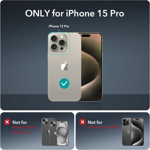 ESR iPhone 15 Pro Case Set, Individual Lens Protectors, Full-Coverage Military-Grade Protection, Clear Pink