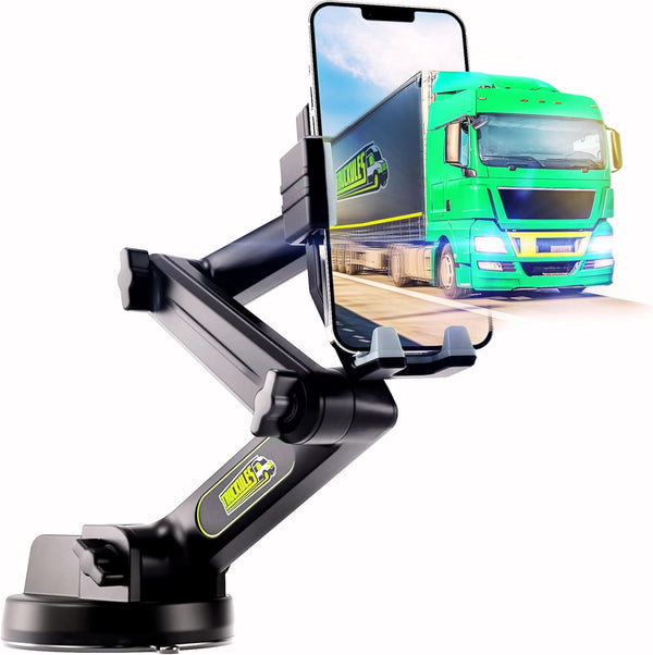 Truck Phone Holder Mount, Heavy Duty Cell Phone Holder for Dashboard Windshield, 16.9 inch Long Arm, Gray