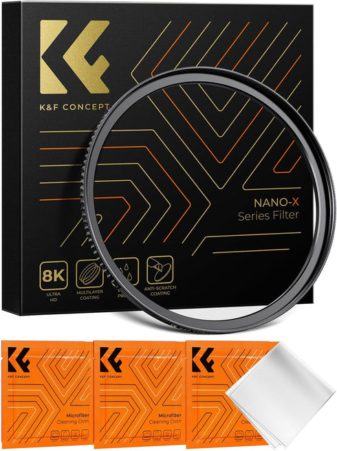 K&F Concept 49mm to 82mm Step-Up Lens Filter Adapter Ring, CNC Machined Brass for 49mm Lens