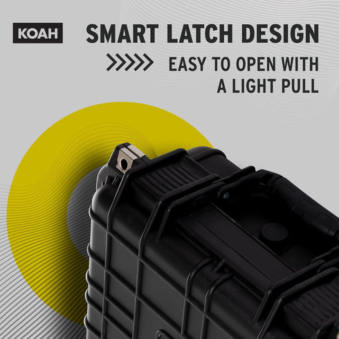 Koah Weatherproof Hard Case with Customizable Foam (13 x 11 x 6 Inch), Water and Shock Proof for Cameras, Drones