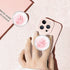 Ksadiye Clear Phone Grip with Expanding Kickstand,Cell Smartphones Collapsible Stand Pink White Heart Design for Phone