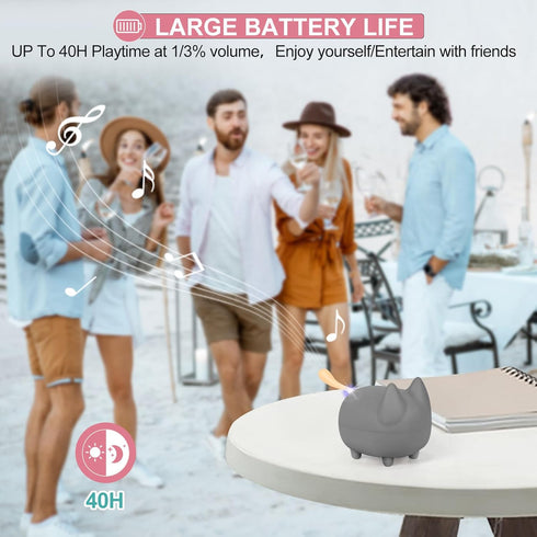 Portable Bluetooth Speaker, Cute Cat Mini Wireless Speakers with Loud Stereo Sound, Built-in Mic, Dual Pairing, 40H