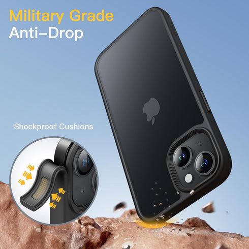 JETech iPhone 13 Mini Case, 5.4-Inch, Shockproof Military Grade, Frosted Translucent Back, Anti-Fingerprint (Black)