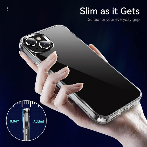 JJGoo Compatible with iPhone 14 Case, Clear Transparent Shockproof Phone Case, Slim Anti-Scratch Hard PC Back