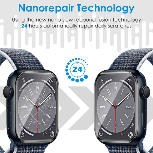 UniqueMe 8 Pack Screen Protector for Apple Watch Series 8/7 45mm, Flexible TPU, Bubble Free, Anti-Scratch HD Clear Cover
