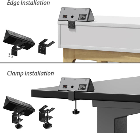 Upgraded Edge Mount Power Strip with USB-C Ports, Tabletop Surge Protector, 3 AC Outlets & 4 Fast Charging USB Ports