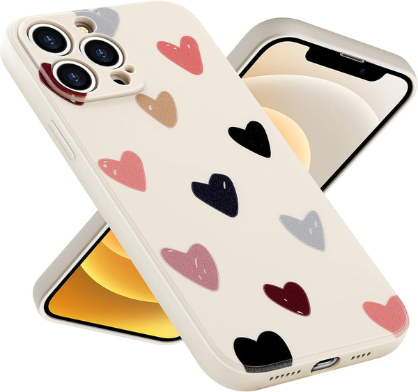 Jmltech Compatible with iPhone 12 Pro Max, Cute Design Soft Silicone Camera Protection Heart Phone Case for Women