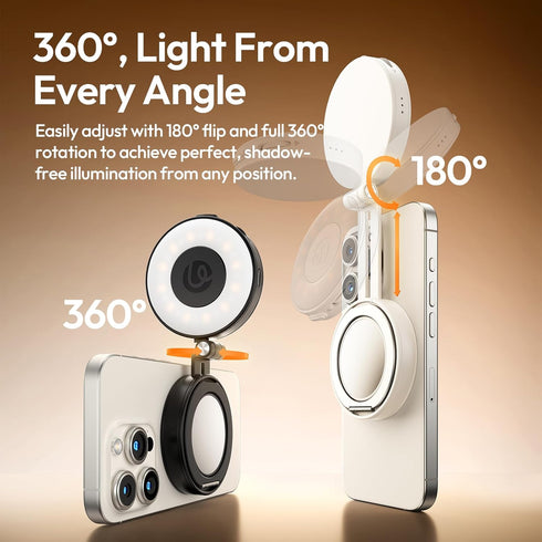 ULANZI LM23 360 Magnetic Selfie Light, Upgraded Phone Selfie Ring Light for iPhone Magsafe, LED Phone Beauty Fill