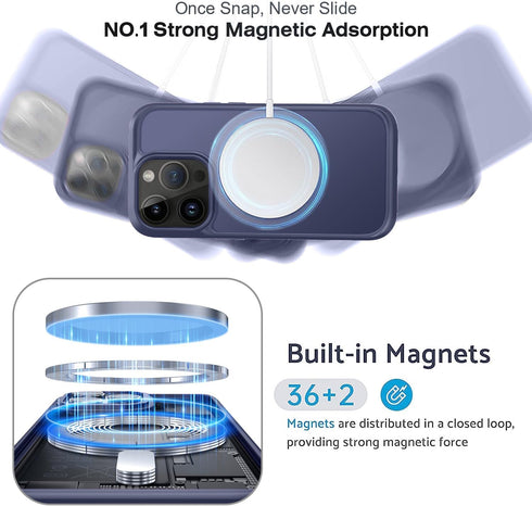 Vooii iPhone 13 Pro Phone Case, Magnetic Case Compatible with Magsafe, Deep Blue