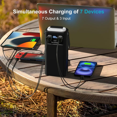 Feidyns 52800mAh 35W Pack 4 8 52800) Power Bank PD High Capacity Battery with Built-in Cables & LED Flashlight - Port