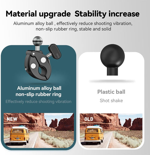 TELESIN 360 Metal Clamp Mount for Dirt Bike Motorcycle, Handlebar Mounts for GoPro 13 12 11 10 9 8 7
