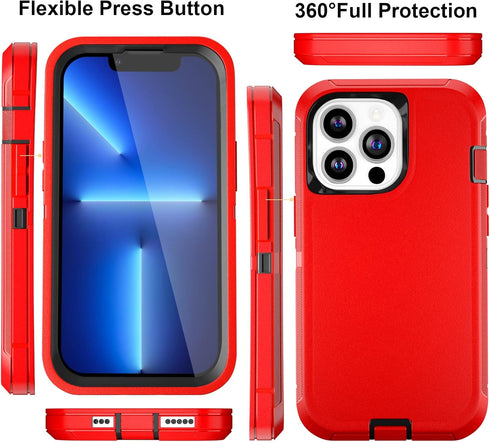 iPhone 13 Pro Case 6.1" - Heavy Duty Military Grade, Shockproof/Drop Proof, Full Body Cover with 2 Screen Protectors