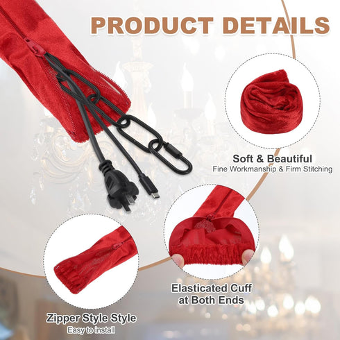 2ft 2 PATIKIL Chandelier Chain Cord Cover, Pcs Velvet Cloth Fabric Chain Sleeve Decorative Cord Covers for Chandelier