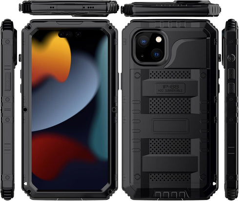 Marrkey Waterproof Case for iPhone 15, Heavy Duty Durable Metal Full Body Shockproof Dustproof Military Grade Defender