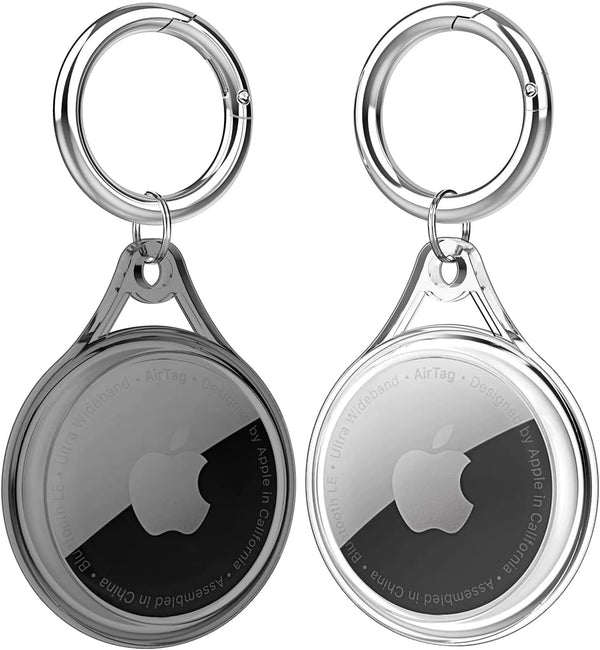 Waterproof Airtag Holder Case, Soft TPU Keychain Accessories for Luggage, Keys, Cat & Dog Collar (2 Colors)
