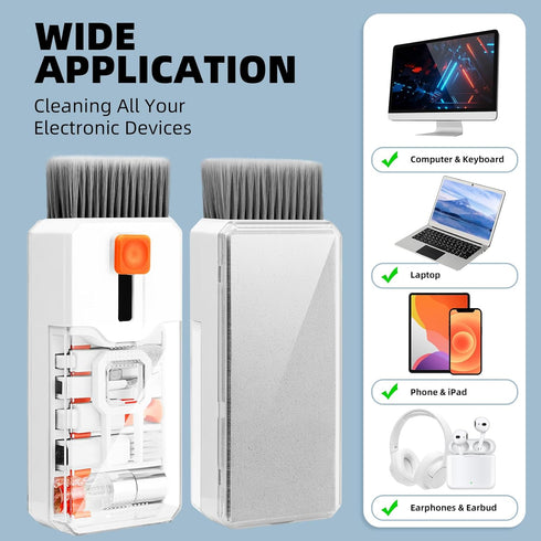Keyboard Cleaning Kit, 10-in-1 Computer Screen Cleaning Brush Tool for iPad iPhone Pro, Earbuds, Camera Monitor