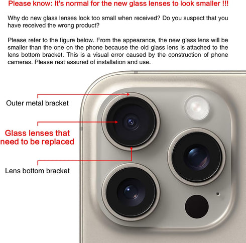 2PCS ASDAWN Back Rear Camera Lens Glass Replacement for iPhone 15 Pro Max 6.7 Inches with Installation Manual