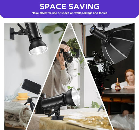 Studio Baby Pin Plate Wall Ceiling Mount, 3.9" Mini Lighting Wall Holder with 5/8" Stud for Photo Studio Light Stand