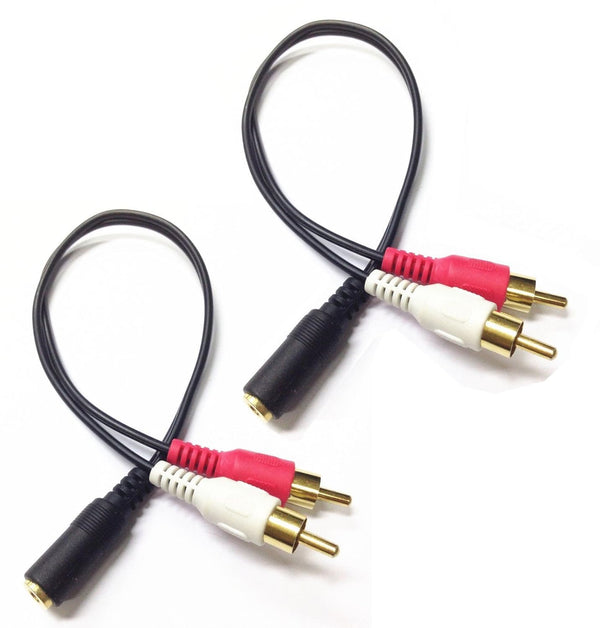 CERRXIAN 0.2m Gold 3.5mm Female Stereo Jack to 2 RCA Plug AUX Adapter Audio Y Cable (Black) (2-Pack)
