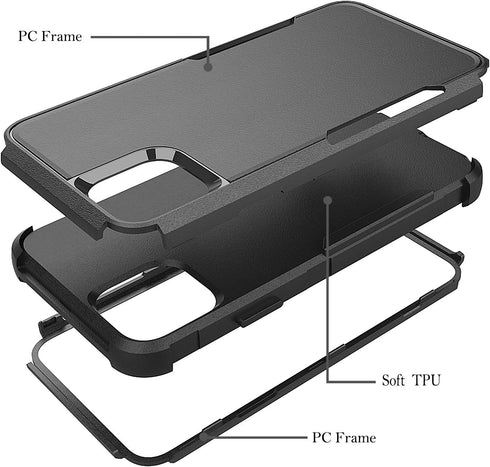 Compatible for Apple iPhone 12 Pro Max Cases - Heavy Duty Shockproof Protective Cover in Black & Black