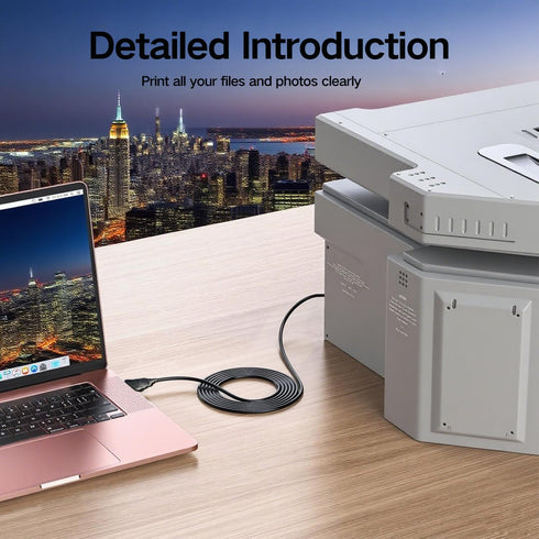 30ft 2.0 USB A to B Printer Cable for Printers, Scanners & Copiers High-Speed Data Transfer | Durable Construction |