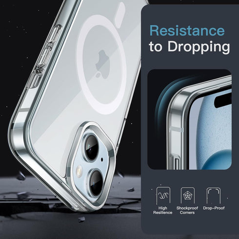 JETech Clear Magnetic Case for iPhone 15 Plus 6.7" - Shockproof, Anti-Scratch, Compatible with MagSafe Charging.