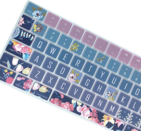 Silicone Keyboard Cover for Apple iMac Magic Keyboard MQ052LL/A, Cute Print Keyboard Skin, US Layout, Red Flower