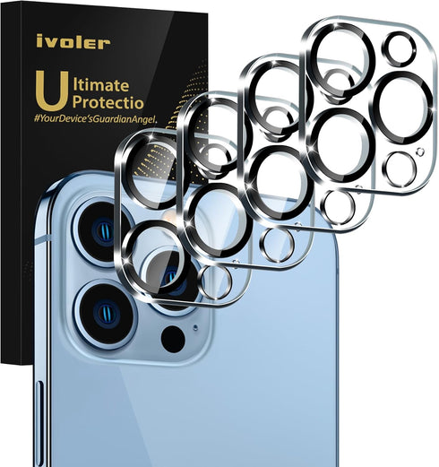 iVoler Camera Lens Protector for iPhone 13 Pro Max 6.7”/13 Pro 6.1” - 4 Pack, Scratch-Resistant, Easy Install,