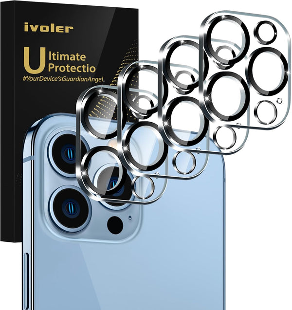 iVoler Camera Lens Protector for iPhone 13 Pro Max 6.7”/13 Pro 6.1” - 4 Pack, Scratch-Resistant, Easy Install,