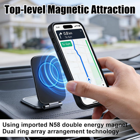 Generic Secure,270 Ultra-Thin Foldable Magnetic Car Phone Mount,Shockproof, Strong Magnet Adhesive Cell Phone Holder