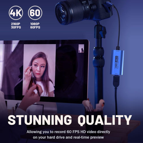 Guermok USB3.0 2K@30FPS 1080P@60FPS, 3, PS5/4, Video Capture Card, HDMI to USB-C Capture Device, Stream & Record at
