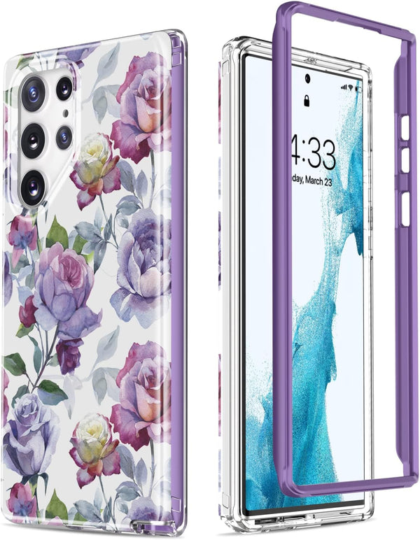 Esdot Protective Case for Samsung Galaxy S22 Ultra, Passing 21ft Drop Test, Fashion Designs for Women Girls, Purple
