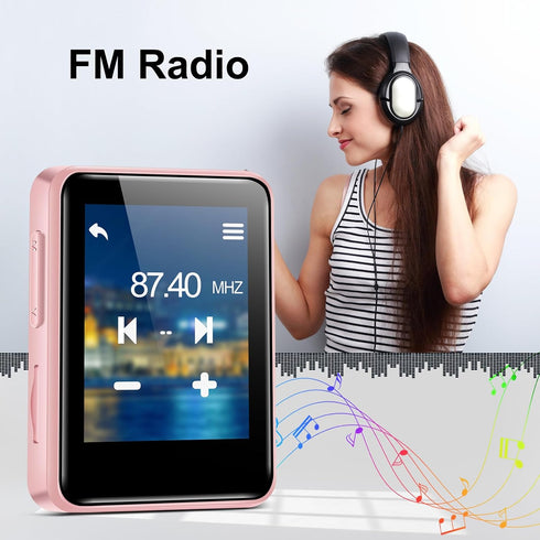 woolynew 1.8 inch 64GB MP3 512GB HiFi Portable Music Player, Equipped with Bluetooth Sport Player, FM Radio, Recording