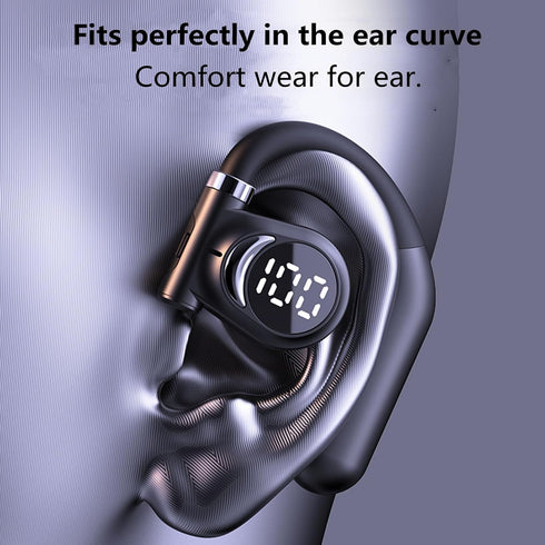 Single Ear Bluetooth Headset, 5.3 Wireless Earpiece with Built-in Mic Battery Display for Cell Phone Computer