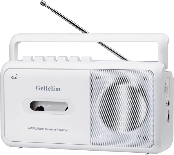 Gelielim Portable AM/FM Radio Stereo Cassette Player Boombox with Big Speaker and Earphone Jack, Battery Operated