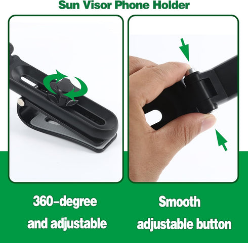 Hiravira 360 1080 Sun Visor Phone Holder, Rotatable and Extendable Car Phone Holder, Multifunction Rear View Mirror