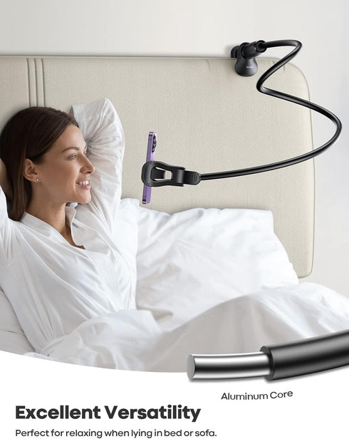 Lamicall Gooseneck Phone Holder for Bed - Upgraded Stable Clip for Desk, Headboard, Flexible Long Arm Stand