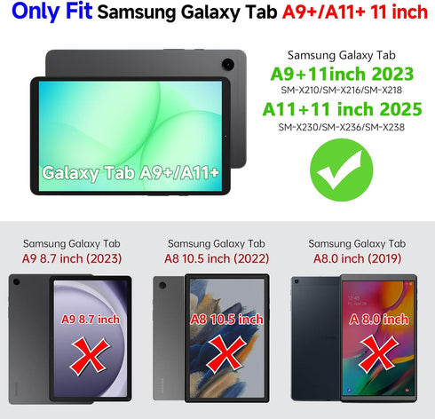 ZtotopCases A11+ Plus/A9+ 11-Inch 2025/2023, Protector+360 A11+/A9 for Samsung Galaxy Tab Shockproof Hard Duty Case