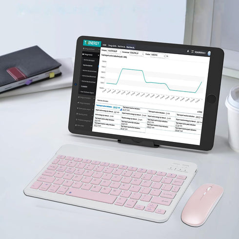 Wireless Keyboard and Mouse Combo, Ultra-Slim Rechargeable Bluetooth Keyboard Mouse for iPad, Tablet, Smartphone