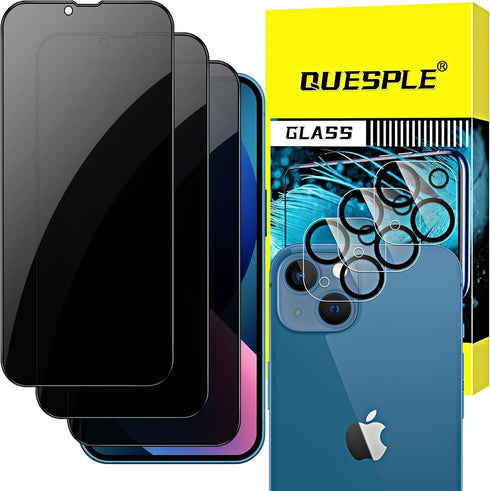 iPhone 13 Privacy Screen Protector (6.1") + Camera Lens Protector - 3+3 Pack, Anti-Spy, HD, Easy Install, Bubble-Free